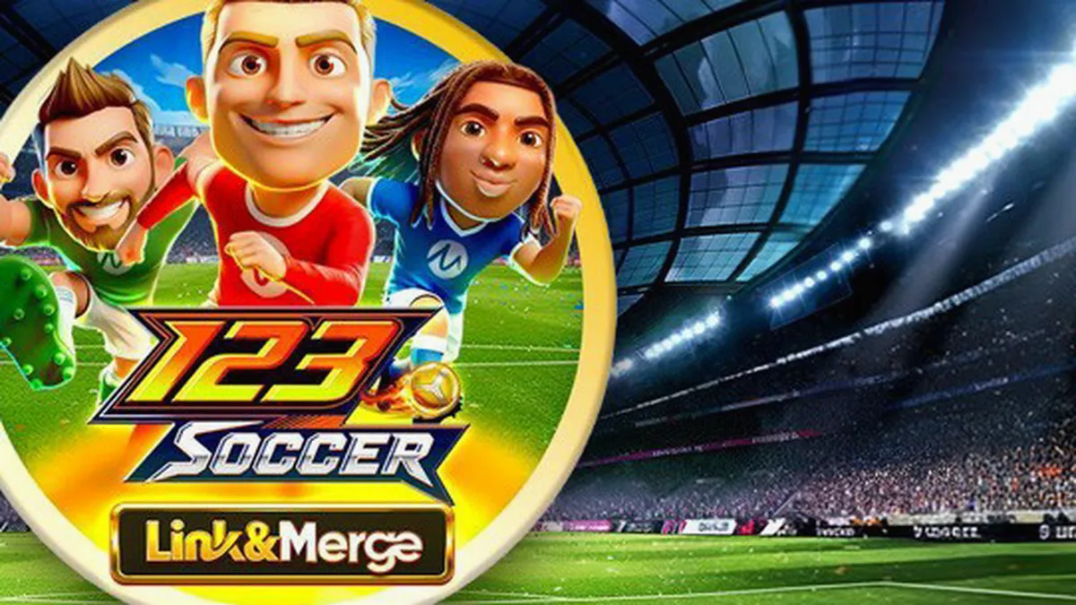 Interface do jogo 123 Soccer Link&Merge com rolos de futebol